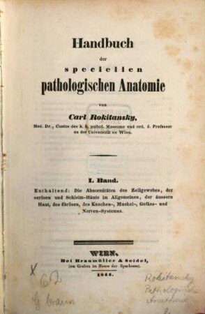 Handbuch der pathologischen Anatomie. 2, Handbuch der speciellen pathologischen Anatomie ; 1