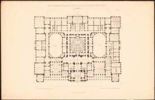 Reichstag, Berlin Erster Wettbewerb: Grundriss 1. OG (aus: Sammelmappe hervorragender Konkurrenzentwürfe H. 4, 1882)