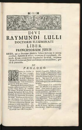Divi Raymundi Lulli Doctoris Illuminati Liber Principiorum Juris