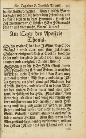 Am Tage des Apostels Thomae.