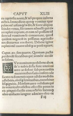 Caput .xv. fen quartae, Quonam pacto providentum sit casibus qui vomenti accidere solent.