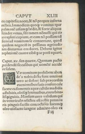 Caput .xv. fen quartae, Quonam pacto providentum sit casibus qui vomenti accidere solent.