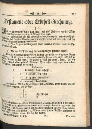 Testament- oder Erbtheil-Rechnung.