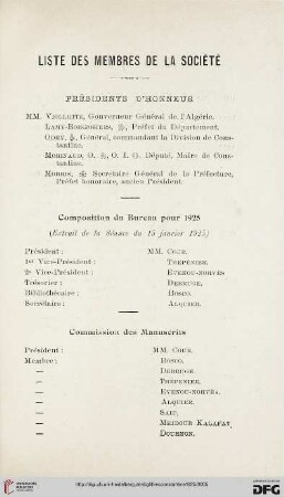 Liste des membres de la Société