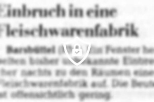 Einbruch in eine Fleischwarenfabrik