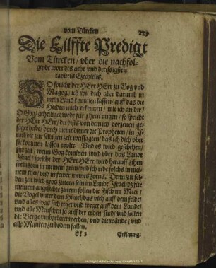 Die Eilffte Predigt Vom Türcken, uber die nachfolgende wort des acht und dreissigsten capitels Ezechielis