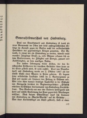 157-169, Generalfeldmarschall von Hindenburg. - Wie Hindenburg auf dem Kriegschauplatz erschien.