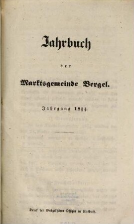 Jahrbücher der Marktsgemeinde Bergel. 1835/36 (1837)