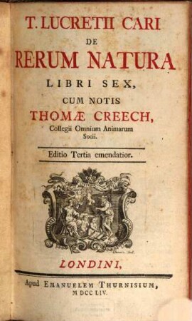 T. Lucretii Cari De Rerum Natura Libri Sex