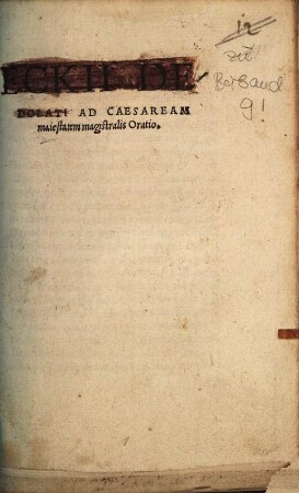 Eckii Dedolati Ad Caesaream maiestatem magistralis Oratio