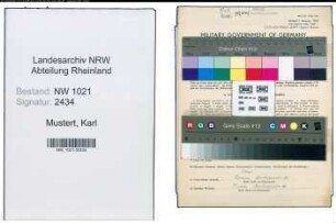 Entnazifizierung Karl Mustert , geb. 22.01.1907 (Metzgermeister)