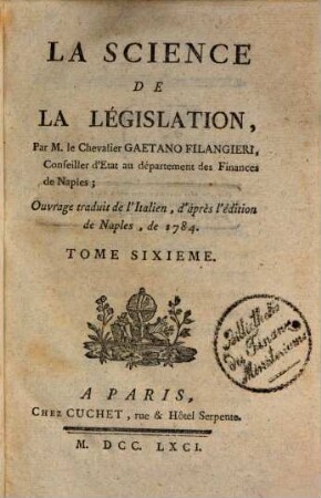 La Science De La Législation, 6