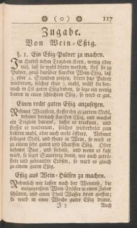 Zugabe. Von Wein-Eßig.