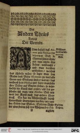 Des andern Theiles Auszug der Vorrede