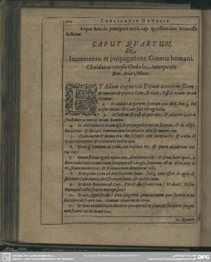 Caput Quartum. De Incremento et propagatione Generis humani.