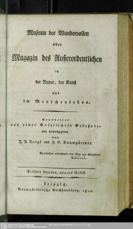Eilfter Band, viertes Stück