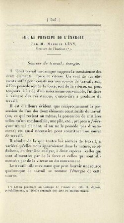Sur le principe de l'énergie.