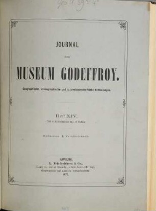 Journal des Museum Godeffroy : geographische, ethnographische und naturwissenschaftliche Mitteilungen. 5, [5.] 1879 = H. 14