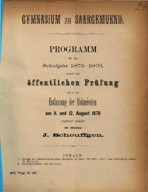 Programm : für das Schuljahr ... 1875/76