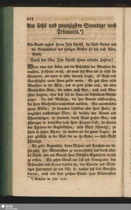 Am sechs und zwanzigsten Sonntage nach Trinitatis