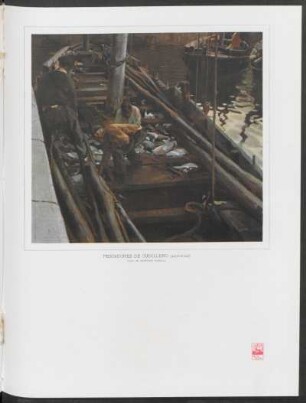 Pescadores de Cudillero (asturias) : Óleo de Martínez Cubells