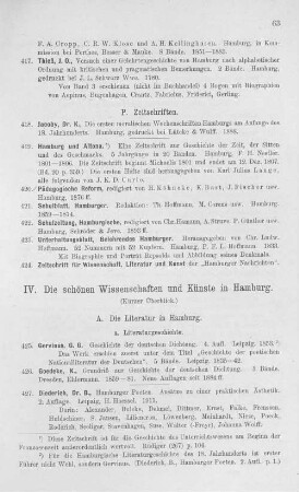 A. Die Literatur in Hamburg. a. Literaturgeschichte.