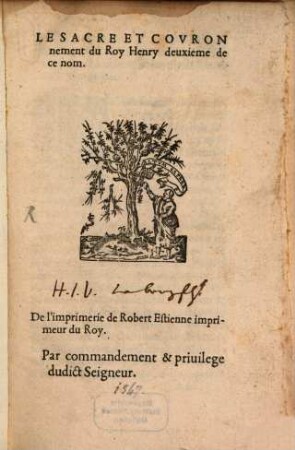 Le sacre et couronnement du roy Henry deuxieme de ce nom