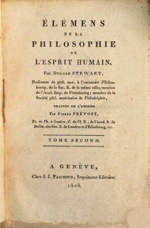 Elémens de la philosophie de l'esprit humain, 2