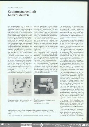 Zusammenarbeit mit Konstrukteuren : Form in der Technik