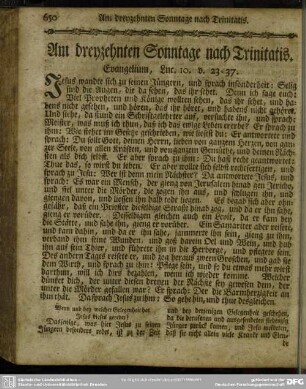 Am dreyzehnten Sonntage nach Trinitatis. Evangelium, Luc. 10. v. 23-37
