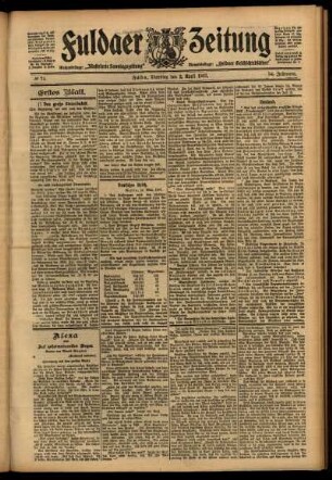 Erste Ausgabe vom Dienstag, den 02. April 1907.