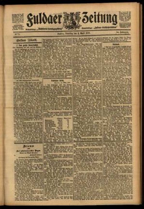 Erste Ausgabe vom Dienstag, den 02. April 1907.