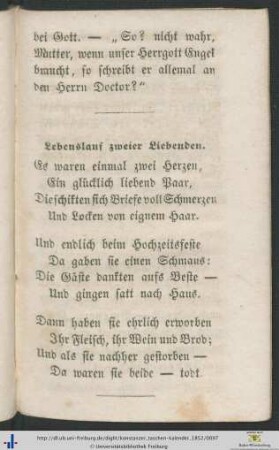 Lebenslauf zweier Liebenden.