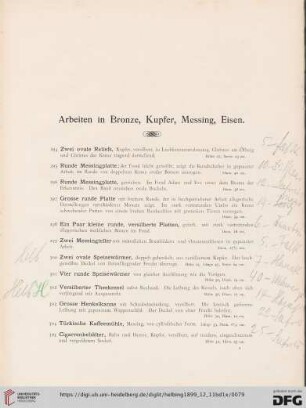 Arbeiten in Bronze, Kupfer, Messing, Eisen (Nr. 294-319)