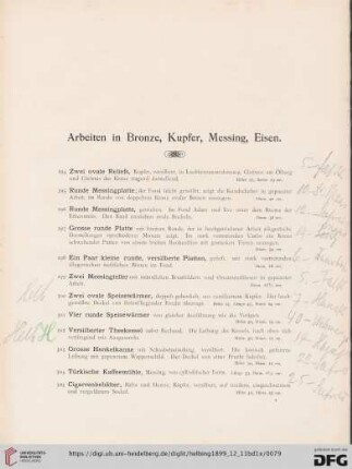 Arbeiten in Bronze, Kupfer, Messing, Eisen (Nr. 294-319)