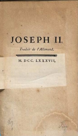 Joseph II : Traduit de l'Allemand