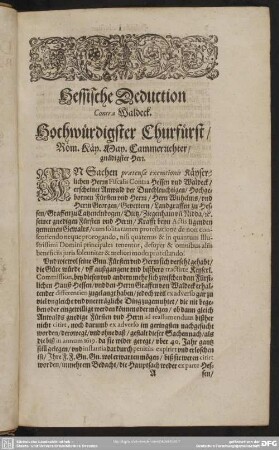 Hessische Deduction Contra Waldeck