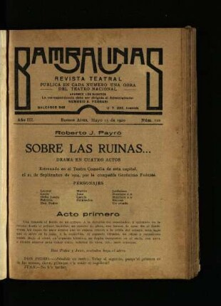 Sobre las ruinas... : drama en cuatro actos