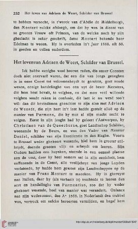 Het leven van Adriaen de Weert, Schilder van Brussel
