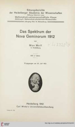 Das Spektrum der Nova Geminorum 1912