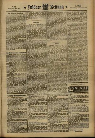 Zweite Ausgabe vom Dienstag, den 07. März 1911.