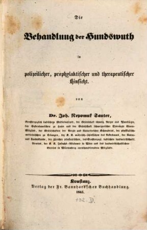 Die Behandlung der Hundswuth