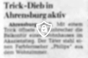 Trick-Dieb in Ahrensburg aktiv