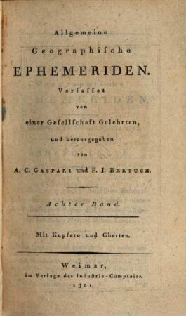 Allgemeine geographische Ephemeriden. 8. 1801