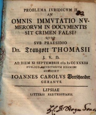 An Omnis Immvtatio Nvmerorvm In Docvmentis Sit Crimen Falsi?