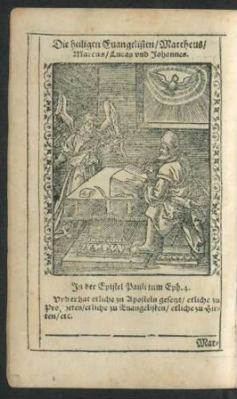 Die heiligen Evangelisten/ Mattheus/ Marcus/ Lucas und Johannes.
