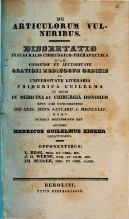 De articulorum vulneribus : Diss. inaug. chir. therap.