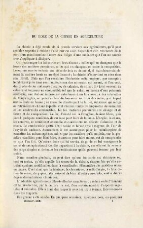 Contribution à l'Étude de la Chimie agricole