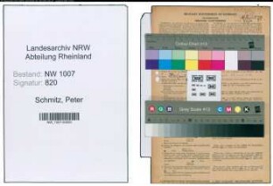 Entnazifizierung Peter Schmitz , geb. 28.07.1889 (Beamter)