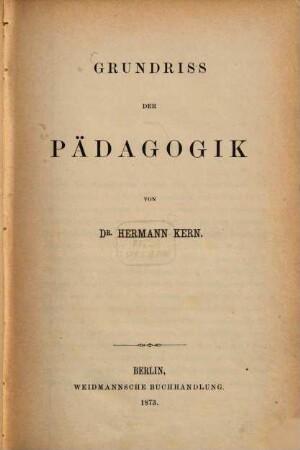 Grundriss der Pädagogik